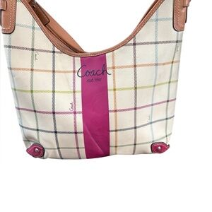 Coach Plaid Tattersall Heritage stripe Hobo shoulder bag
